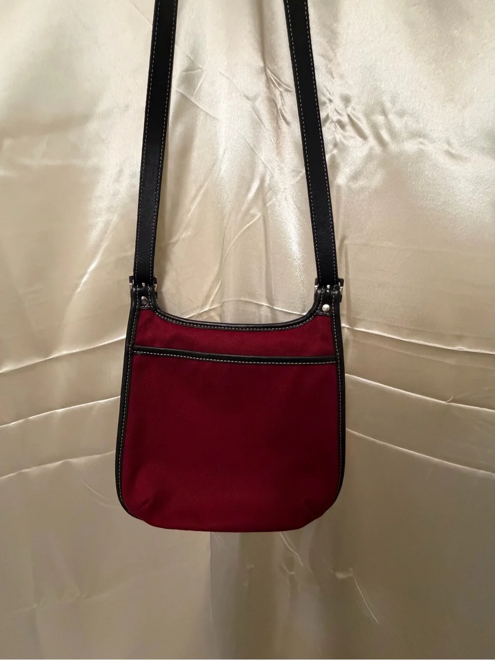 Coach Legacy Red Twill Leather Trim Crossbody Swingpack Shoulder Bag Purse 6234